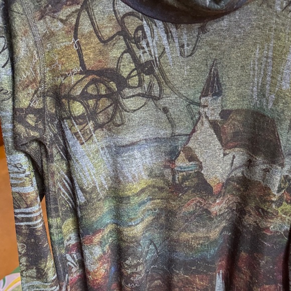 Cowl Neck Multicolor Tunic Top - Picture 4 of 5